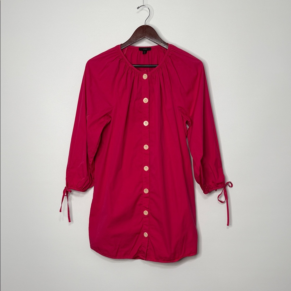 J. Crew Tie-sleeve button-front dress in cotton poplin Size Small